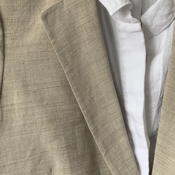 🔥THEORY Boy Double-Breasted Stretch Linen-Blend Blazer Size 6 in Oat Melange 🔥 - Picture 14 of 16